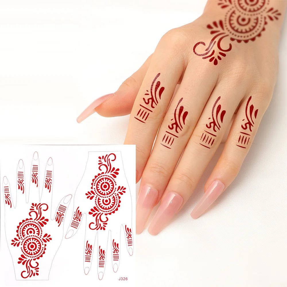 Cuustom OEM Brown Henna Tattoo Stickers Temporary Waterproof Indian Back Body Hand Printing Luxury Fake Temporary Tattoo
