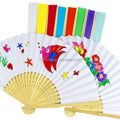 2026 Hot Sale Wooden Chinese Bamboo Blank Customizable Paper Hand Folding Fan DIY Fan for Kids Wedding