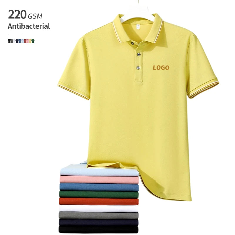 DuPont Sorona Fabric Anti- Shrink Anti-wrinkle 5A Antibacterial Sweat Absorption Golf Polo Shirts for Men