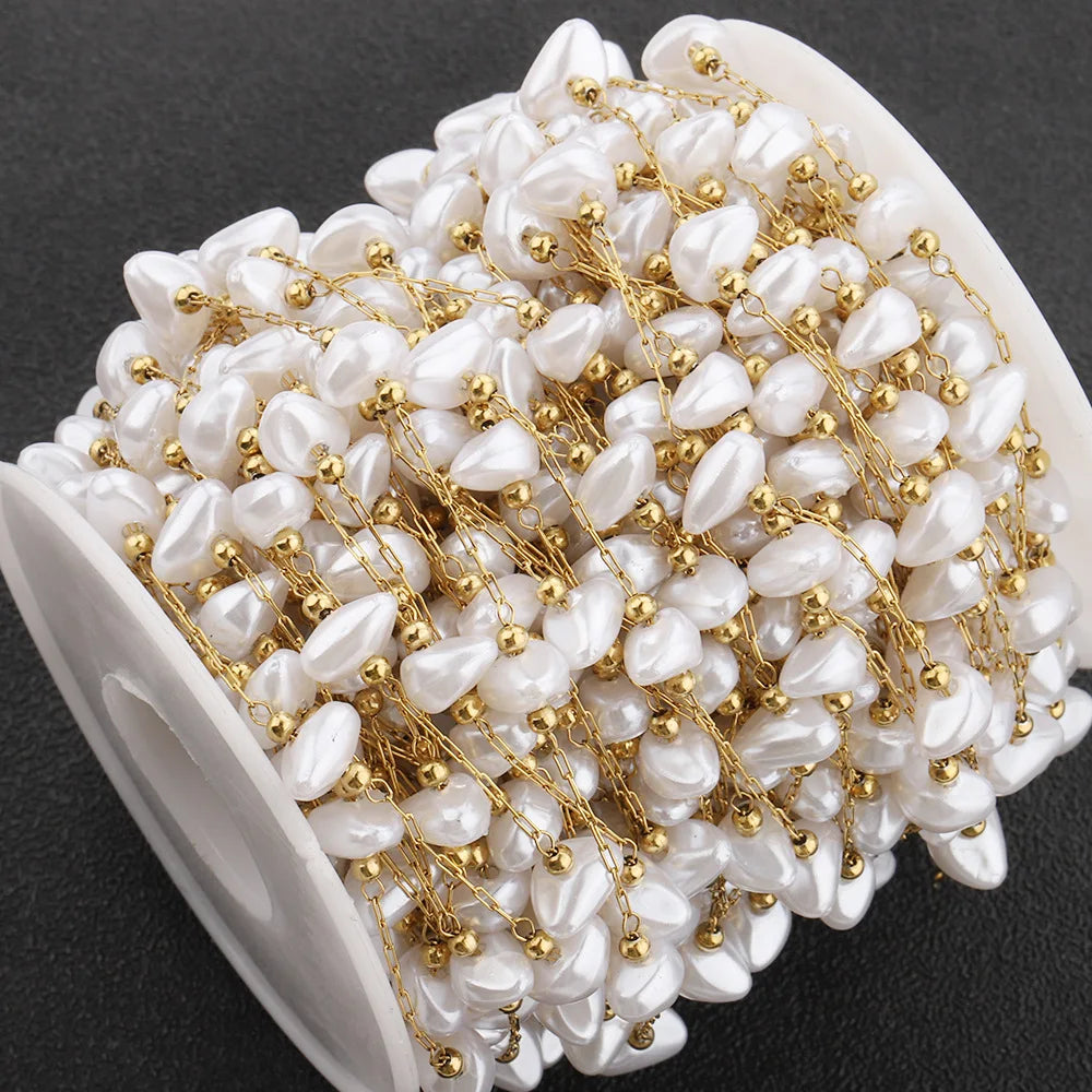 2024 New Titanium Steel DIY Jewelry Chain Spool Irregular Triangle Baroque Pearl Bracelet Necklace 8mm 5mm Charm Findings Making