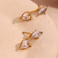 Dainty Water Drop Stud Earrings for Women Shining Horse Eye Zircon Earrings Gold Plated Stainless Steel Jewelry