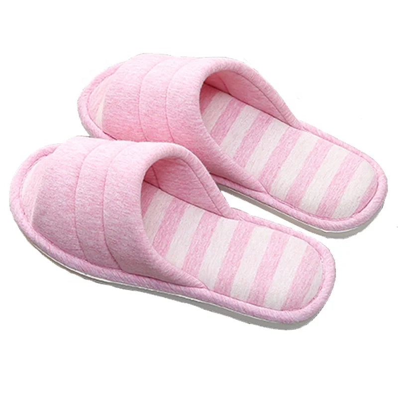 Woman Man Spring Summer  Home Cotton Open Toe Soft  Indoor Slipper