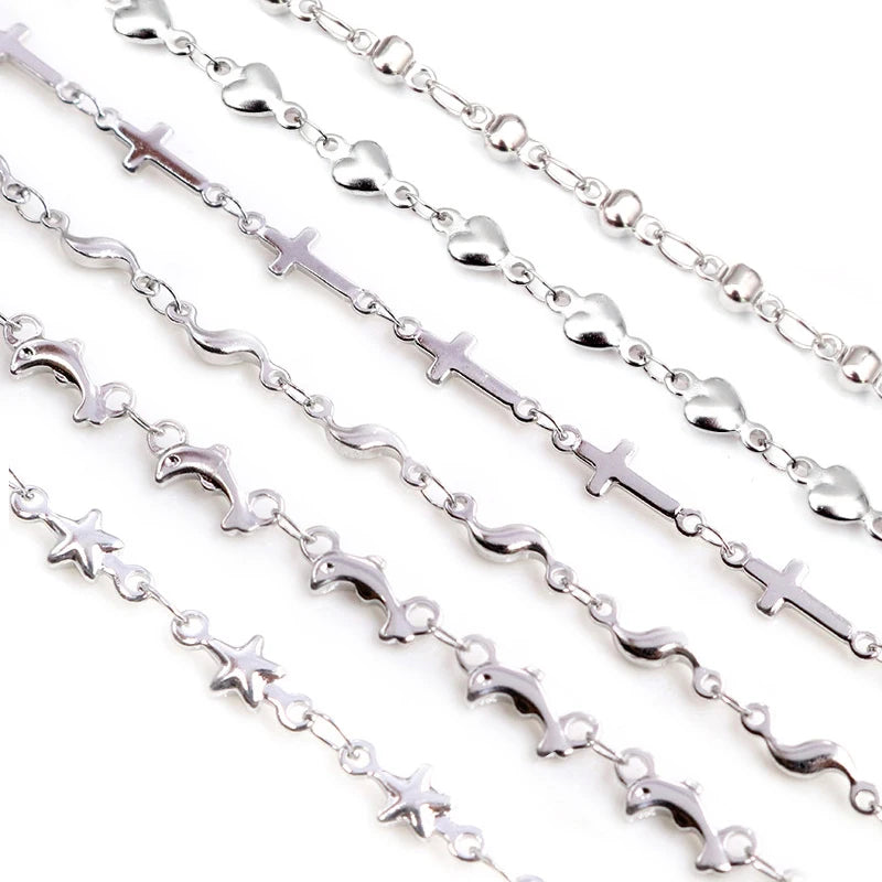 1 Meters Stainless Steel No Fade 3.5mm Handmade S Cross Necklace Chain DIY Jewelry Findings Making Materials Handmade Supplies MegaBDM