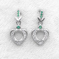Sterling Silver 5*6mm Semi Mount Stud Eardrops Empty Frame Support Blank Setting S925 Base Without Center Stone DIY for Inlay