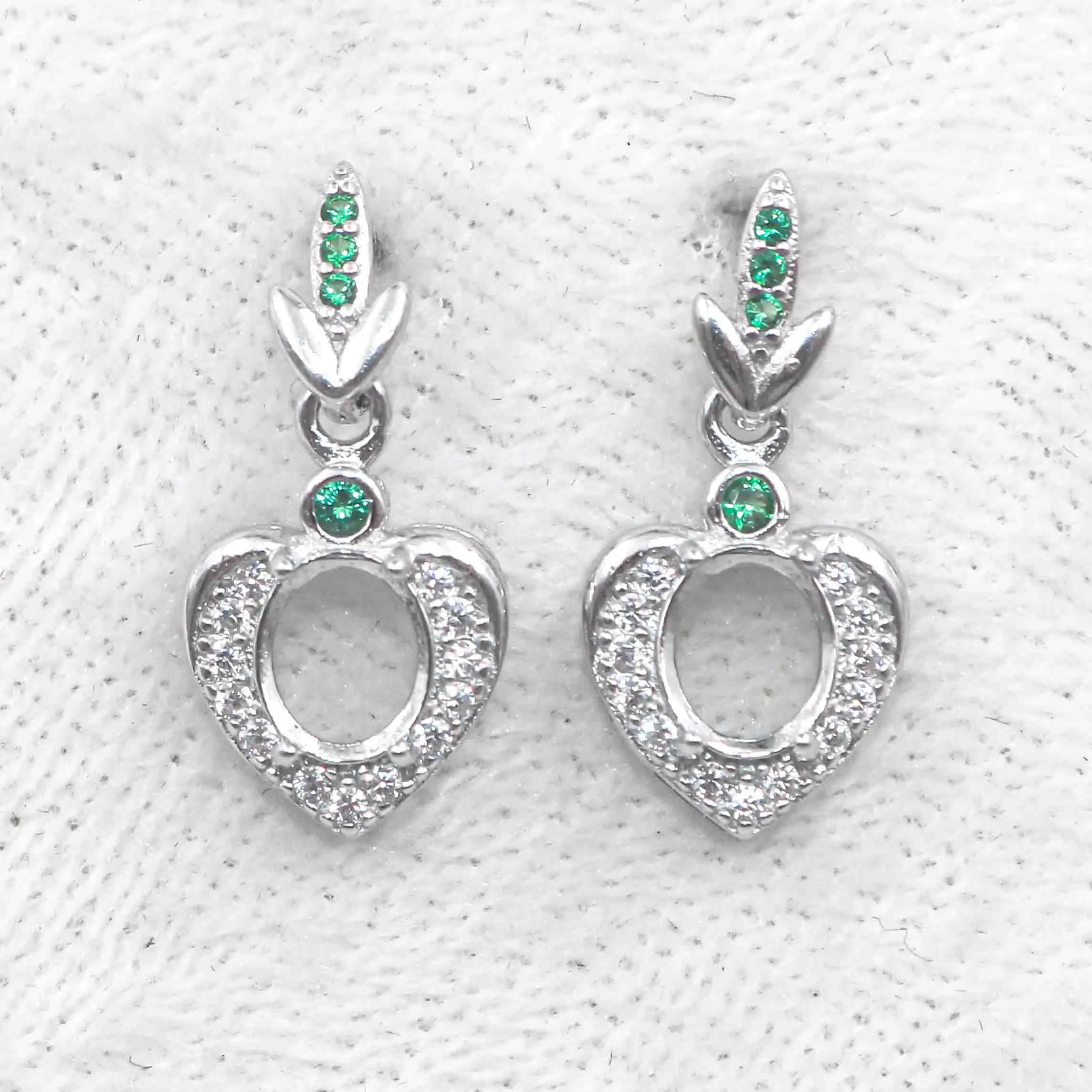 Sterling Silver 5*6mm Semi Mount Stud Eardrops Empty Frame Support Blank Setting S925 Base Without Center Stone DIY for Inlay
