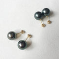 10-11 MM AU750 Real Solid 18k Gold Stud Earrings Tahitian Perfect Round Sea Salt Pearl Earrings-AAA High Luster Nature Pearl