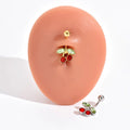 Surgical Stainless Steel Cherry Belly Button Rings High Quality Body Piercing Navel Barbell Zircon Brilliant Cut Gold Plated