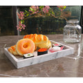Custom Rectangular White Marble Serving Tray for Restaurant Hotel and Home Decoration
