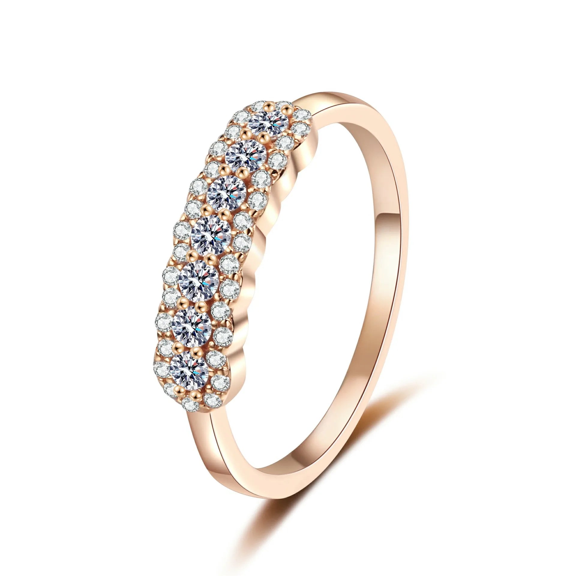 Fashion 925 Sterling Silver Rings Women Eternal Band Pass Diamond Test Small Tiny Moissanite Ring Luxury Jewelry