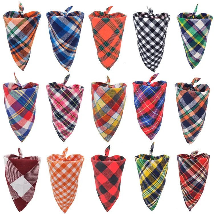 Wholesale Plaid Cotton Dog Bandana Scarf