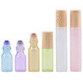 In Stock 3ml 5ml 10ml Pearl Blue pink White Gold Purple Green Roll on Glass Perfume  Bottle With Gemstone Roller/wood Grain Cap