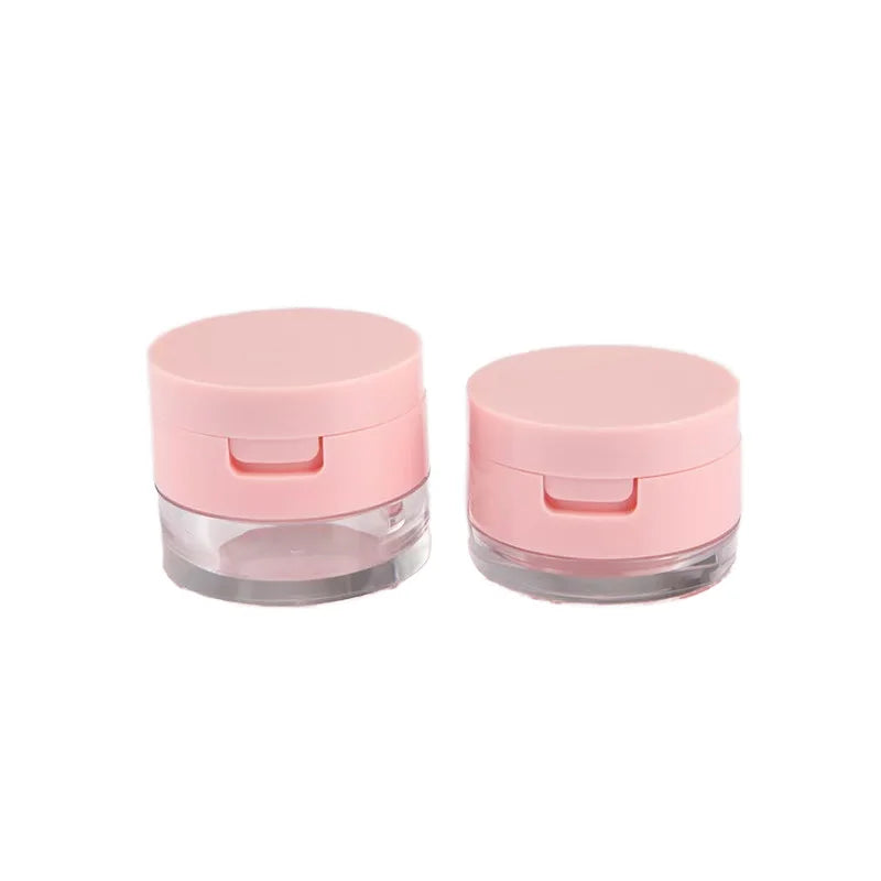 Latest Pink Flip Type Small Travel Size 3g 5g ABS Base Screw Top Plastic Powder Jar for Loose Powder Storage-for Skin Care