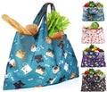 XX-Large Foldable & Washable Polyester Reusable Shopping Bags Heat Transfer Printed Cartoon Pattern Grocery Bags