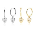 FUAMAY Bohemian Gold Plated Zircon Cute Starburst Heart Pendant Clip Drop Earrings 925 Sterling Silver CZ Halo MegaBDM