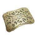 Wholesale Neutral Style Solid Brass Plate Buckle Cowboy Tang Grass Style Heavy Antique Embossed Floral Pattern Belt Buckles