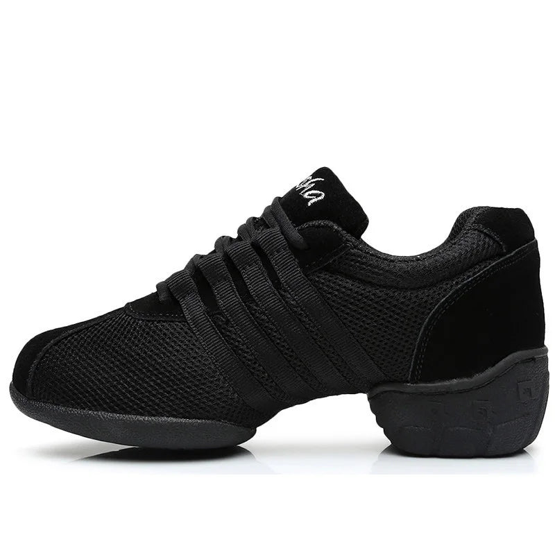Women's Jazz Shoes Lace-up Sneakers Walking Dance Shoes Platform