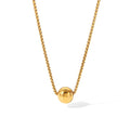 New Design 18k Gold Plated Spherical Draw Necklace Non-glossy Waterproof Necklace Stainless Steel Box Chain Necklace for Women