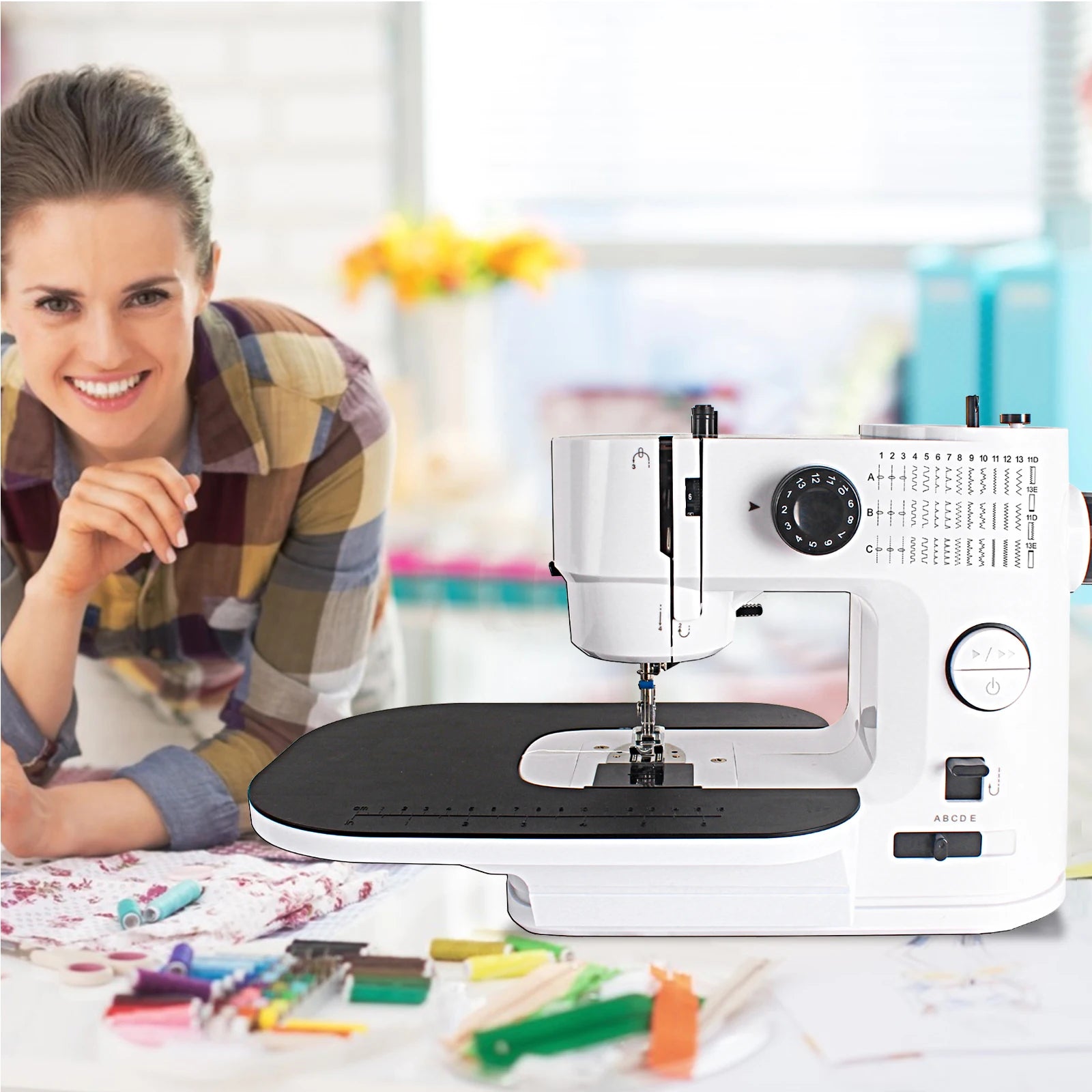 EU Stock 638 Mini Electric Domestic Sewing Machine Sewing Maquina 41 Stitches Sewing Machine with 42pcs Sewing Tool Kit