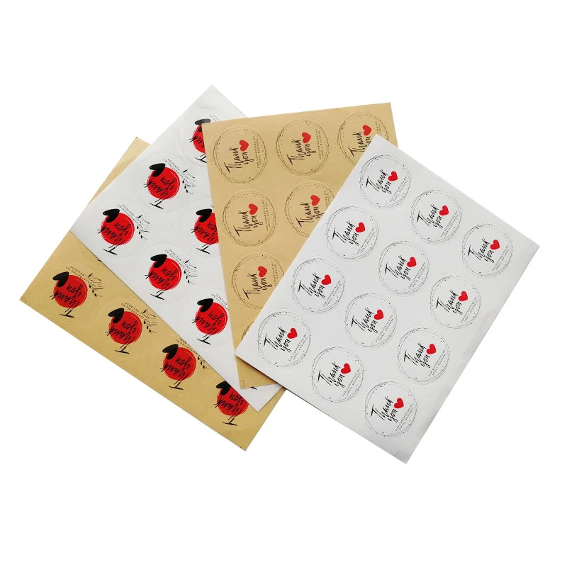 120pcs/lot Thank You With Heart Sealing Sticker for DIY Gift Decor Baking Packaging Glass Decor Stickers Custom Label