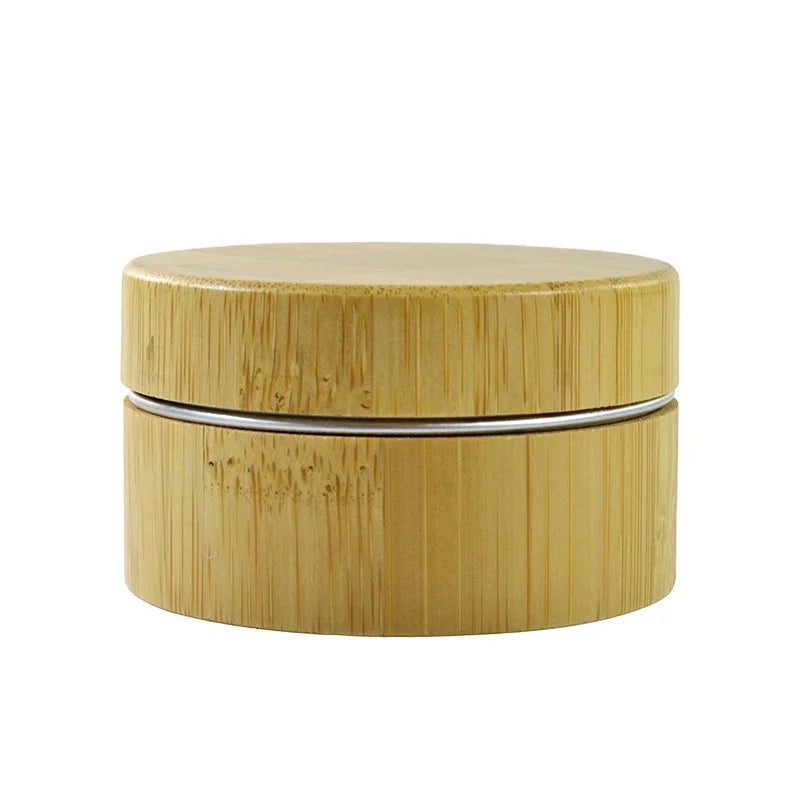 Wholesale Custom Cosmetics Container Tin Aluminum Inner Pot With Bamboo Shell