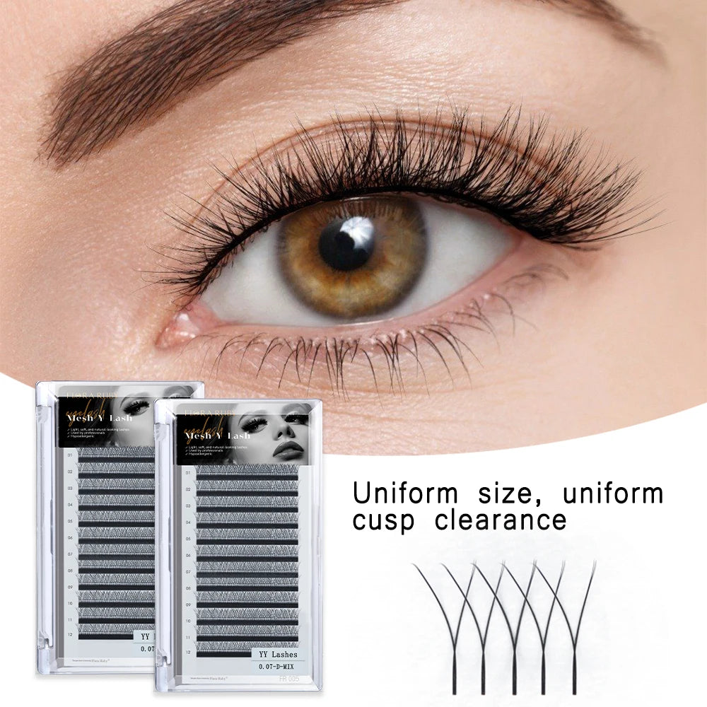 Flora Ruby Matte Black Individual Curl Silk Eyelash Extensions 7-15mm Kit Private Label Cashmere Lash Extension Trays