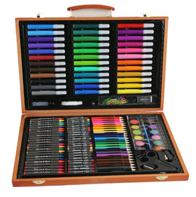 Eco-friendly Promotional Custom Artist Drawing Paint Pen Student 150pcs Wood Box Back to School Gift Kit Stationery