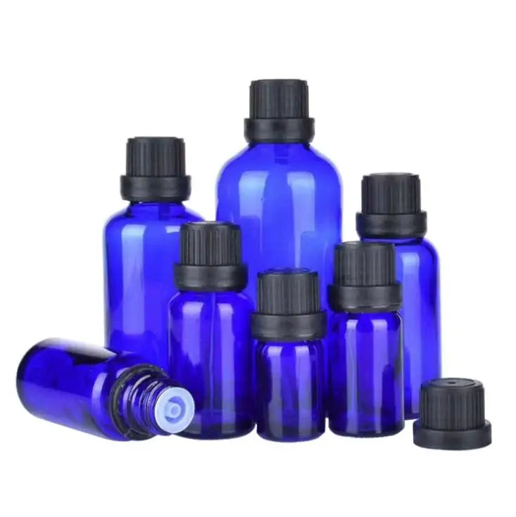 5ml 10ml 15ml 20ml 30ml 50ml 100ml Blue Glass Essential Oil Bottle With Tamper Evident Cap