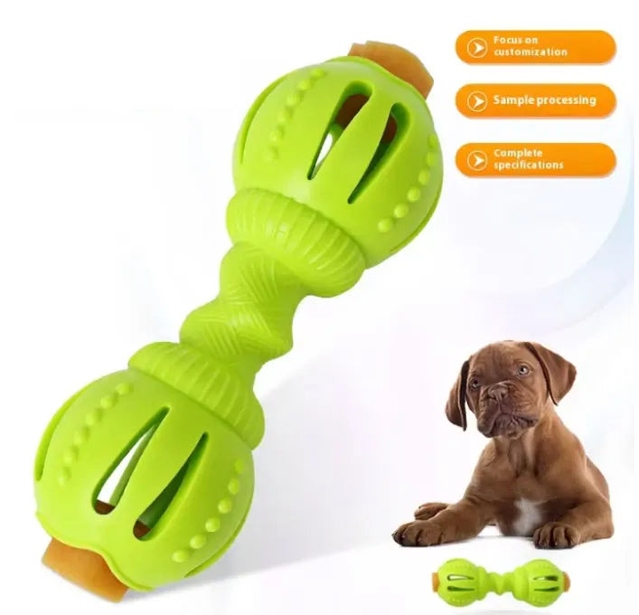 Interactive Eco-Friendly Rubber Dog Toy Ball Slow Eating Teeth Grinding Training Dumbbell for Cleaning Teeth