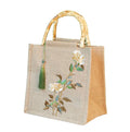 Linen Handbag Wholesale High-grade Gift Antique Shopping Burlap Bag Custom Cotton Jute Bag With Bamboo Handle Sack