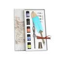 2021 Retro Calligraphy Quill Feather Dip Pen with Nibs Wax Seal Stamp Holder Gift Box for Gift