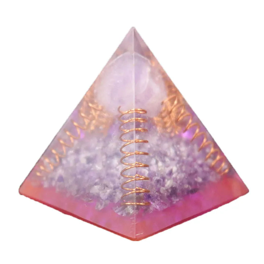 HY Quartz Orgone Pyramid With Logo Healing Stone Orgonite Pyramid