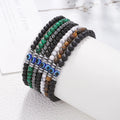 Men's 4mm Natural Lava Stone Tiger Eye Beads Bracelet Turkish Blue Evil Eyes Bracelet Prayer Yoga Bangles Jewelry Pulsera Hombre