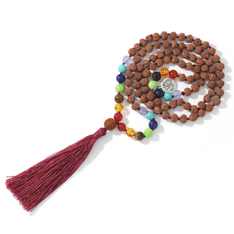 Handmade Wood 108 Mala Bead Chakra Strand Necklace-Trendy Style