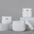 Factory Direct Shinny Silver Gold Line Cover for White 20g-250g Plastic Facial Cream Jars Cosmetics Packaging for Eye Cream