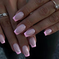 French Pink Square 24 Pcs Square False Nails Valentine's Gift Press-on Nails Designs