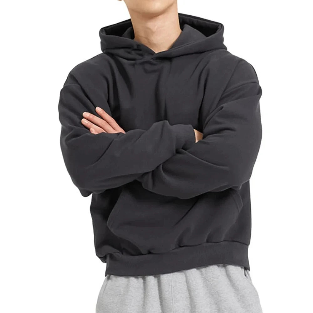 Hoodies Men Heavyweight Oversized Blank Pullover Custom Cotton 500gsm Plain Fleece Cropped Hoodies Men Sweatshirts Hot Supplier