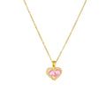 Hot Selling Stainless Steel Chain Necklace Women Copper Cubic Zircon Pink Heart Pendants Necklace 18K Gold Plated PVD Jewelry