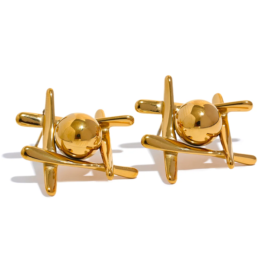 JINYOU 651 New Stainless Steel Geometric Stud Earrings Waterproof Charm Metal Titanium Stylish Jewelry