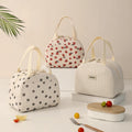 Large Capacity Corduroy Tote Bag Reusable Insulated Thermal School Work Picnic Travel Cooler Lunch Box Zipper Closure Food Drink