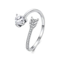 925 Sterling Silver Arrow & Heart Open Ring Adjustable Eternity Band Plated White Gold for Women Wedding Fine Jewelry BSR666