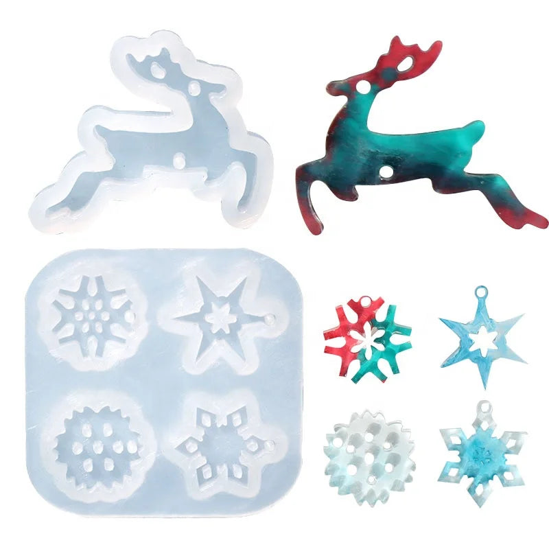 Hot Selling Mini Christmas Snowflake Deer Silicone Mold Cake Tools Pendant Dropper Accessories