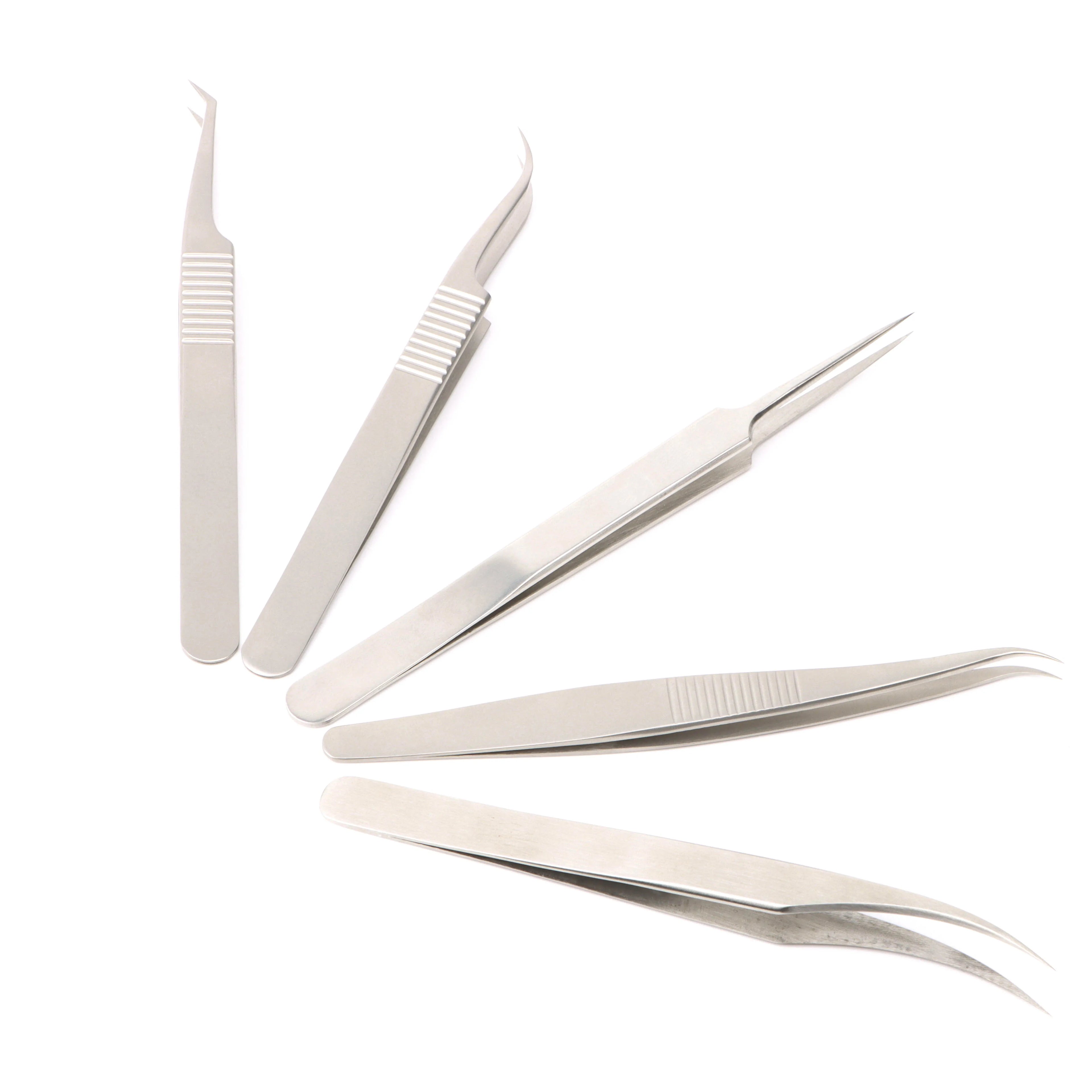 Custom Logo 10A Titanium Alloy Eyelash Tweezers Set Silver Pointed Tips for Eyelash Extension