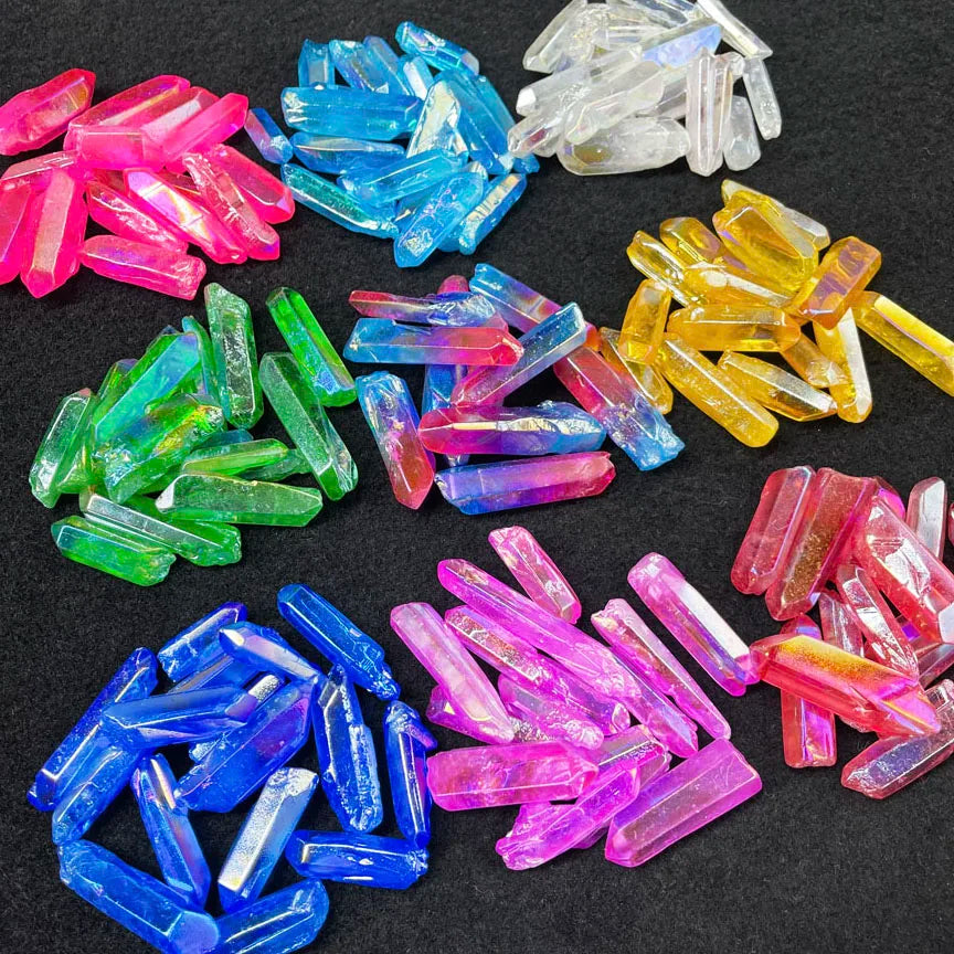 Wholesale Raw Titanium Mixed Color Aura Quartz Rough Aura Crystal Point for Jewelry Making