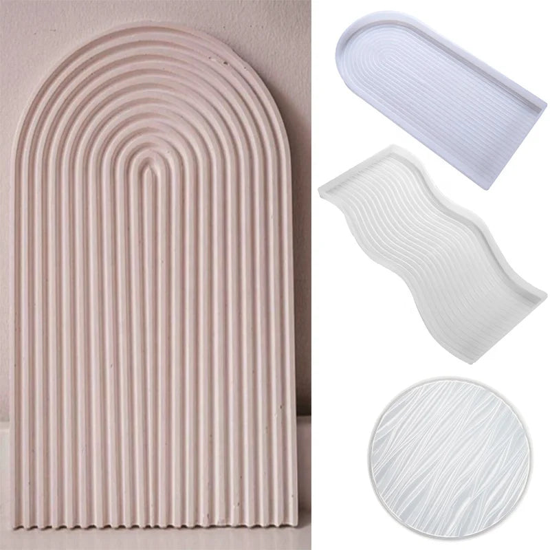 AK DIY U Shaped Fruit Tray Wave Dish Plate Silicone Molds for Making Uv Epoxy Plaster Concrete Coaster Mould Home Decor Crafts