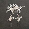 SLBRIDAL Handmade 3 Colors Rhinestones Austrian Crystal Bridal Wedding Hair Com Hair Pin Set Women Bridesmaids Jewelry Set