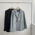 Women Spring Autumn Solid Color Elegant Blue Blazer Jacket Women's Korean Style Loose V-neck Long Sleeve Cardigan