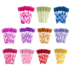 50pcs/pack of Disposable Color Marble Mascara Wands Plastic Handle Eyebrow Mascara Applicator Eyelash Extension Brush