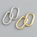 Fashion 925 Sterling Silver Chic Chunky Plain Big Oval square Shape Hoop Earring Jewelry Drop Shipping for Women