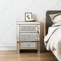 Fast Delivery Free Shipping Mirrored Bedroom Furniture Modern 3 Drawers Silver Diamond Bedside Table Luxury Nightstands