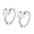 Bulk Wholesale Hollow Heart Shaped White Enamel Korean 925 Silver Woman Heart Hoop Earrings